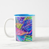 Tasse 2 Couleurs Feuilles de canna tropicale aquarelle (Gauche)
