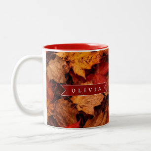 Tasse 2 Couleurs Feuilles de Érable d'Automne Personnalisées Couleu