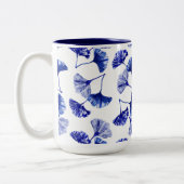 Tasse 2 Couleurs Feuilles de gingko bleu et blanc (Gauche)
