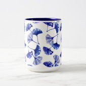 Tasse 2 Couleurs Feuilles de gingko bleu et blanc (Centre)