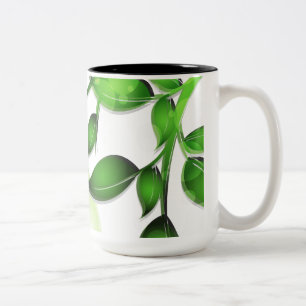 Tasse 2 Couleurs Feuilles de jardin frais sur blanc