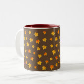 Tasse 2 Couleurs Feuilles d'érable sur fond marron (Devant gauche)