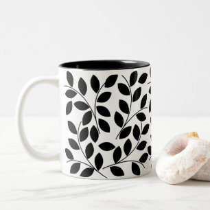 Tasse 2 Couleurs Feuilles Noires Tropical