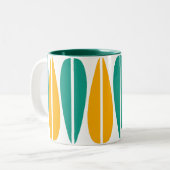 Tasse 2 Couleurs Feuilles rétro - Ambre et Aqua (Devant gauche)
