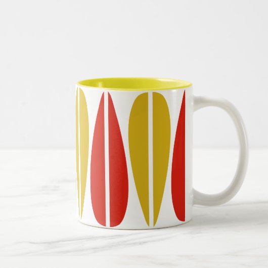 Tasse 2 Couleurs Feuilles rétro - Ochre et Crimson (Droit)