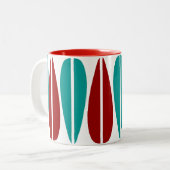 Tasse 2 Couleurs Feuilles rétro - Ruby Red et Deep Aqua (Devant gauche)