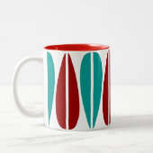 Tasse 2 Couleurs Feuilles rétro - Ruby Red et Deep Aqua (Gauche)