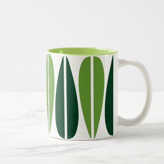 Tasse 2 Couleurs Feuilles rétro - Vert Avocado et Vert foncé (Droit)
