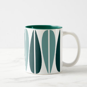 Tasse 2 Couleurs Feuilles rétro - Vert océan et Vert foncé
