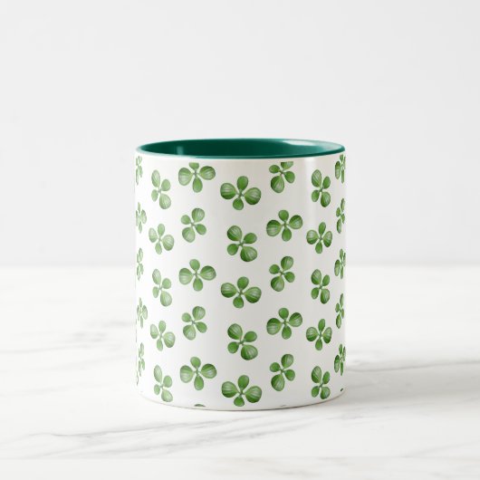 Tasse 2 Couleurs Feuilles succulents sur blanc (Centre)