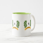Tasse 2 Couleurs Feuilles Vertes (Devant droit)