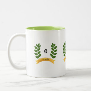 Tasse 2 Couleurs Feuilles Vertes