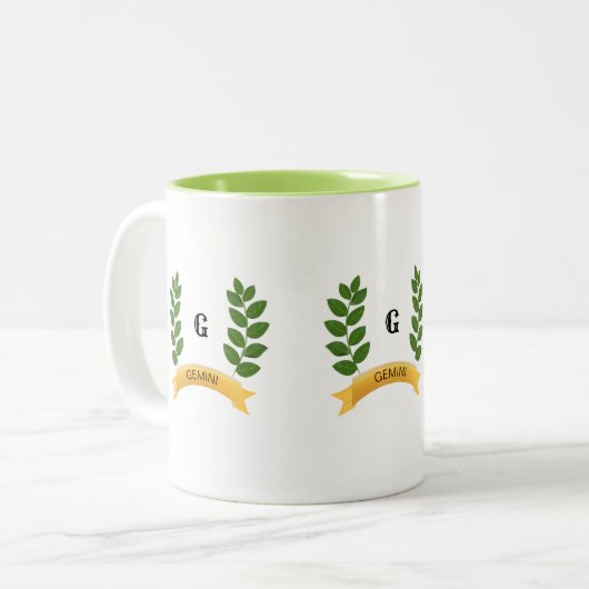 Tasse 2 Couleurs Feuilles verts (Devant gauche)
