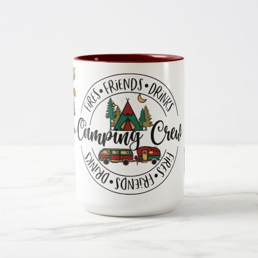 Tasse 2 Couleurs Feux, amis, Boissons Équipe de camping (Centre)