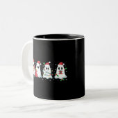 Tasse 2 Couleurs Feux de Noël mignon Fantôme Noël Boo (Devant gauche)