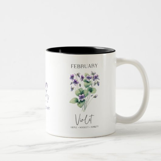 Tasse 2 Couleurs Février Mois de naissance Violet Fleur Anniversair (Droit)