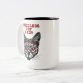 Tasse 2 Couleurs Fier Chat Sans Enfant Dame (Devant gauche)