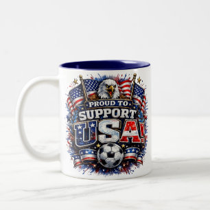 Tasse 2 Couleurs FIER DE SOUTENIR USA Fan de foot Américain