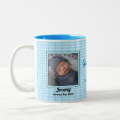 Tasse 2 Couleurs Fier Parrain Pois Bleus avec photos (Gauche)