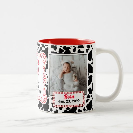 Tasse 2 Couleurs Fier Tante Noir Blanc et Rouge Vache Imprimer Bébé (Droit)
