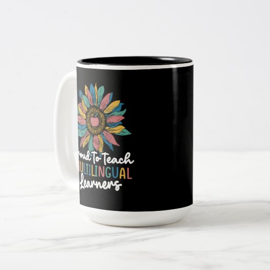 Tasse 2 Couleurs Fière D'Enseigner Les Apprenants Multilingues (Devant gauche)