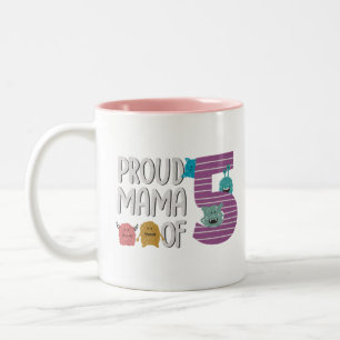 Tasse 2 Couleurs Fière maman des cinq