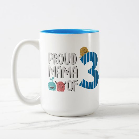 Tasse 2 Couleurs Fière maman des trois (Gauche)