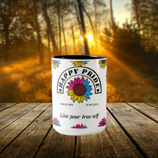 Tasse 2 Couleurs Fierté joyeuse LGBTQ : Tournesol aux couleurs pans