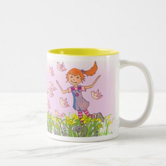 Tasse 2 Couleurs Fille ajouter votre nom cheveux rouges printemps (Droit)