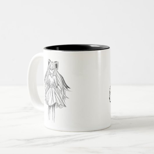 Tasse 2 Couleurs Fille avec ruban (Devant gauche)