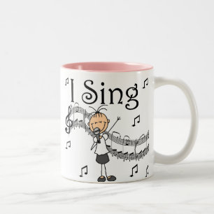 Tasse 2 Couleurs Fille Bonhomme Allumette Je Chante T-shirts et Cad
