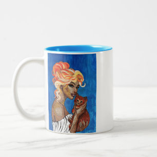 Tasse 2 Couleurs Fille de Collage de Journal Vintage Caprice avec L