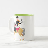 Tasse 2 Couleurs Fille équestre verte (Devant gauche)