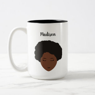 Tasse 2 Couleurs Fille Illustration cheveux noirs afro personnalisa