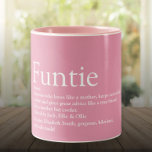 Tasse 2 Couleurs Fille rose Funny Funtie Tante Définition<br><div class="desc">Personnalisez-vous pour votre Funtie,  Tante ou Tante préférée pour créer un cadeau unique. Une façon parfaite de lui montrer à quel point elle est extraordinaire chaque jour. Vous pouvez même customiser l'arrière - plan à leur couleur préférée. Conçu par Thisisnotme©</div>