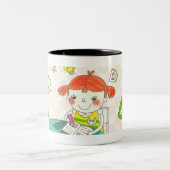 Tasse 2 Couleurs Fille s'asseyant sur la chaise, étudiant (Centre)