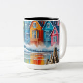 Tasse 2 Couleurs Fille sur la plage (Devant droit)