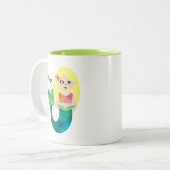 Tasse 2 Couleurs Filles blondes personnalisées de sirène (Devant gauche)