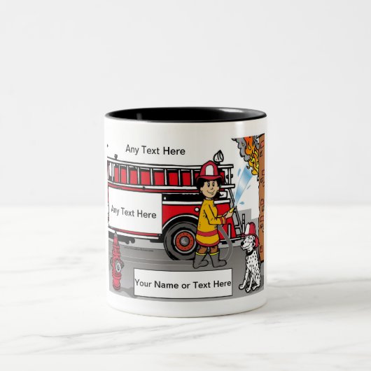 Tasse 2 Couleurs Fire Fighter - Dessin masculin par PrintedPerfecti (Centre)