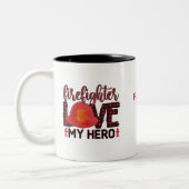 Tasse 2 Couleurs Firefighter Aime mon héros (Gauche)