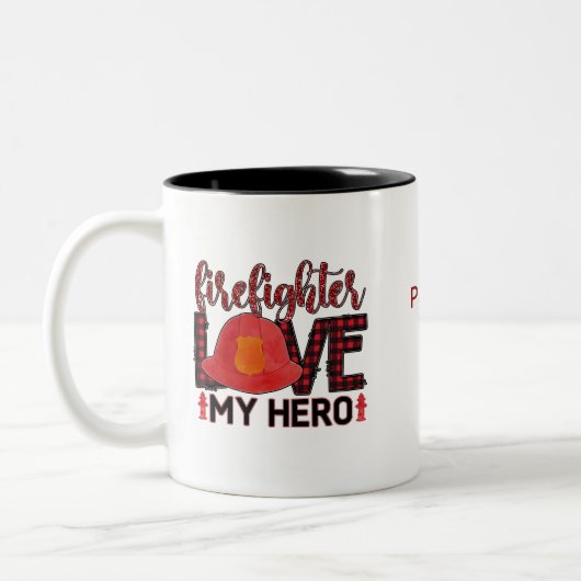 Tasse 2 Couleurs Firefighter Aime mon héros (Gauche)