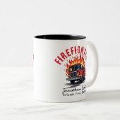Tasse 2 Couleurs Firefighter Firetruck on Fire Rescue (Devant droit)