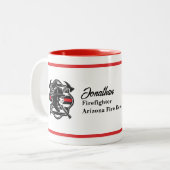 Tasse 2 Couleurs Firefighter Maltese Cross & Thin Red Line Flag (Devant gauche)