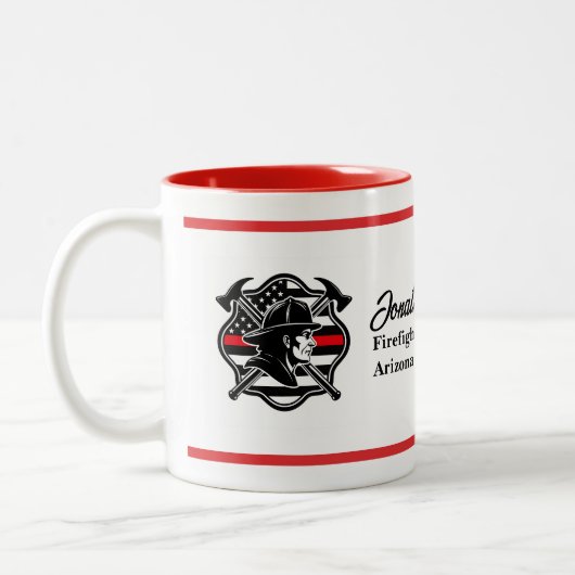 Tasse 2 Couleurs Firefighter Maltese Cross & Thin Red Line Flag (Gauche)