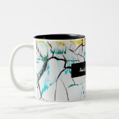 Tasse 2 Couleurs Fissures Abstraites en bleu jaune vert (Gauche)