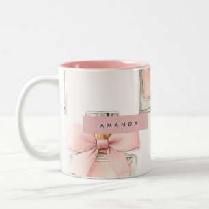Tasse 2 Couleurs Flacon de parfum personnalisé Blush motif Coquette