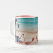 Tasse 2 Couleurs Flamant rose blanc rose No. 1 Aquarelle Art (Devant gauche)