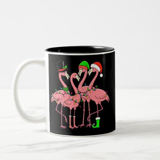 Tasse 2 Couleurs Flamant rose Joyeux Noël Drôle Flamant rose Lover (Gauche)