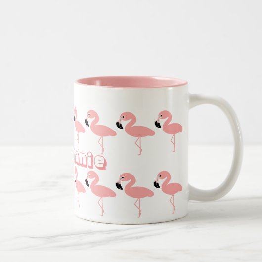 Tasse 2 Couleurs Flamant rose personnalisé (Droit)