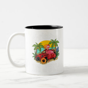 Tasse 2 Couleurs Flamant rose rose à Santa Hat Noël en Juillet Chem